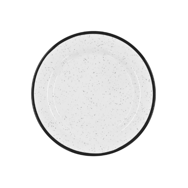 Plato Ensalada melamina blanca con borde negro@