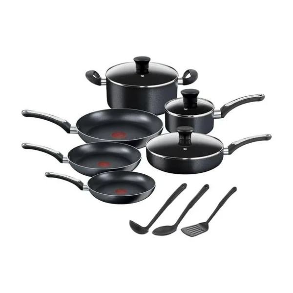 Batería de Cocina T-fal Character Negro 12 piezas (One Shot)
