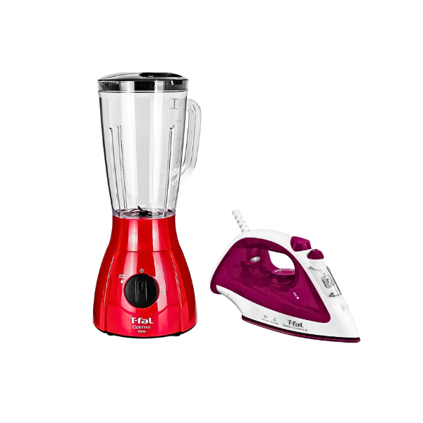 Paquete Licuadora Optimix Roja + Plancha Essencial Rosa(One Shot)