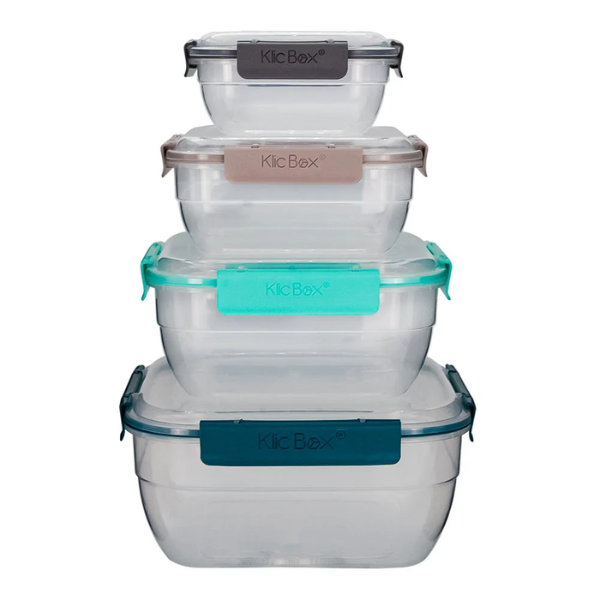 Juego de 4 contenedores cuadrados de plástico (36)