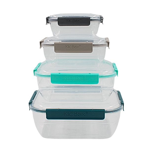 Juego de 4 contenedores rectangulares de plastico para alimento varios colores 200-4344-36 (36)