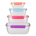 Juego de 4 contenedores de plastico para alimento varios colores (36)