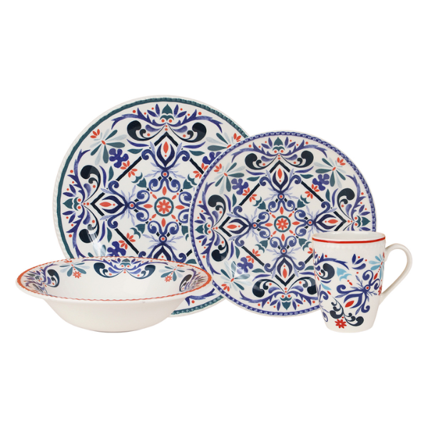 Vajilla de cerámica 16 piezas Antonella Corona. MOD. VL108F040116LC