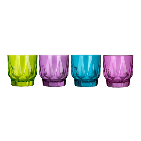 Juego de 4 vasos de vidrio 250 ml Prisma Colors @