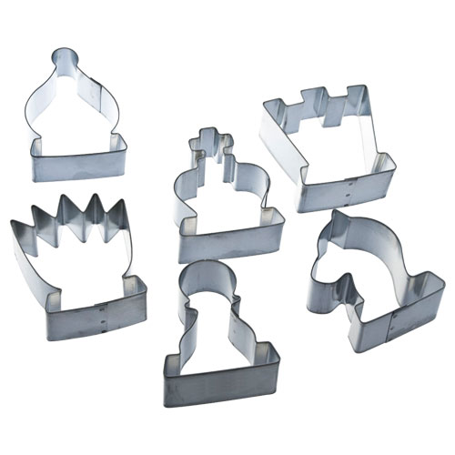  Cortadores de galletas de acero inoxidable Ajedrez 6 piezas (BAJA) 