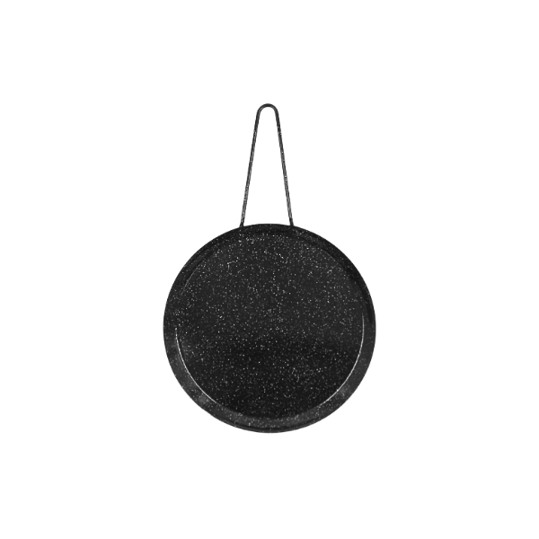 Comal redondo chico 24 cm acero porcelanizado moteado