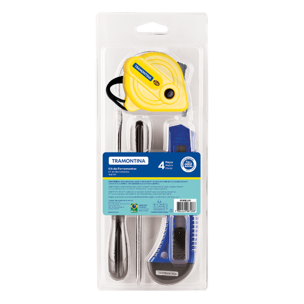 Kit de herramientas Tramontina con cinta métrica, destornilladores y cúter para uso doméstico 4 piezas  (ONE SHOT)