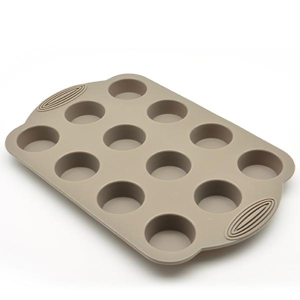 Molde de Silicón para 12 Mini Cupcakes Beige Press(BAJA)