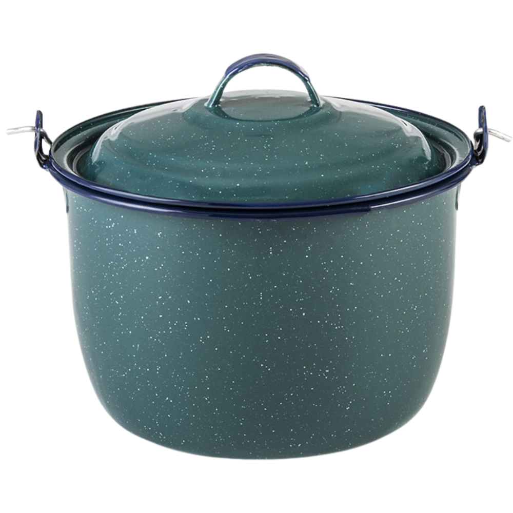 Olla de peltre convexa con asa 34 cm Cinsa con tapa Aqua Jaspeada(BAJA)