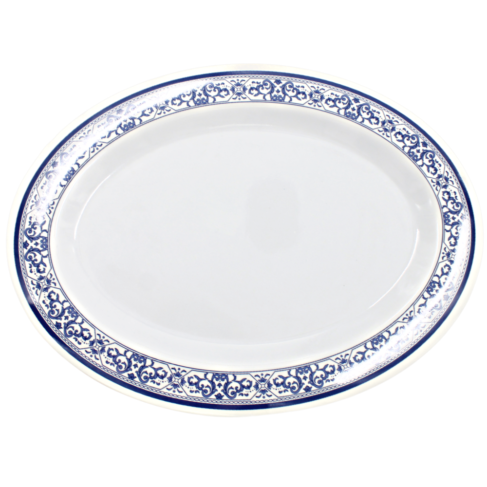 Plato oval 14" melamina talavera azul