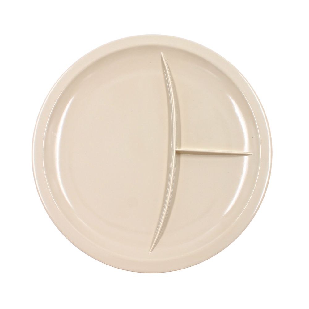 Plato trinche con 3 divisiones 10" 25 cm melamina beige