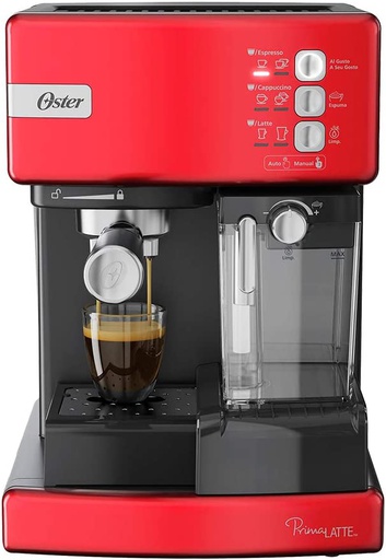 [1486244] Cafetera automática de espresso roja Prima Latte Oster(BAJA)