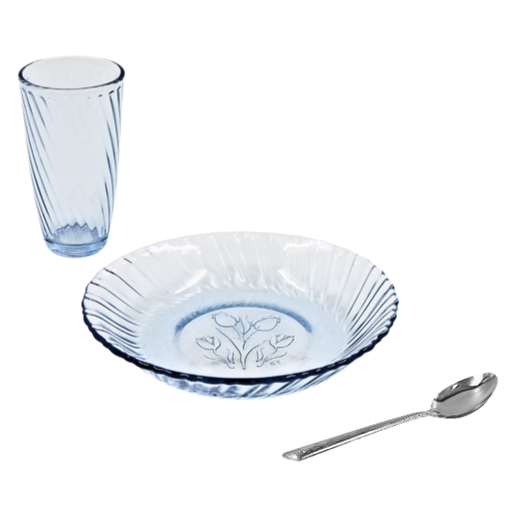 [1022315] Vajilla económica Tulipanes Sky Blue 12 pzas(BAJA)