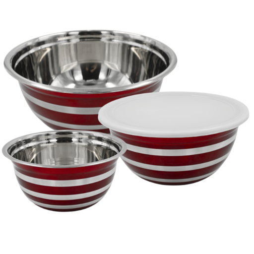 [1618006] Juego de bowls de acero con tapa plástica@