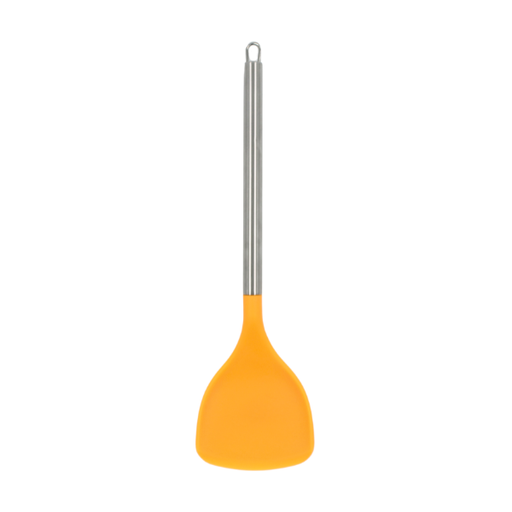 [9990021] Cuchara plana Naranja con mango de acero y punta de silicon@