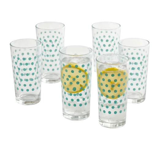 [3508346] Juego de 6 vasos puntitos menta @