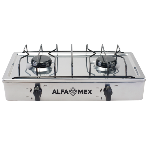 [1542101] Parrilla de gas 2 quemadores en acero inoxidable AlfaMex