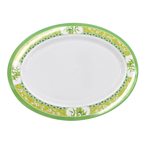 [1284126] Plato oval 12" 30 cm melamina Bambú Verde Clorofila