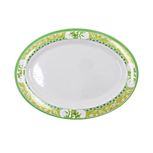 [1284137] Plato oval 10" 25.5 cm melamina Bambú Verde Clorofila