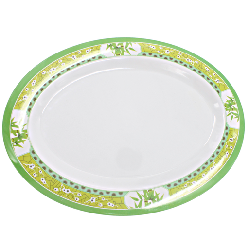 [1284138] Plato oval 14" melamina Bambú Verde Clorofila