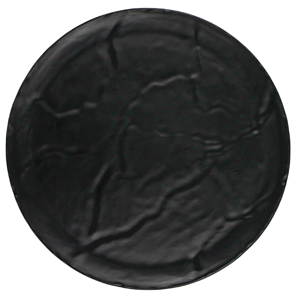 Bandeja Redonda Oviala Rivoli 60 Cm - Melamina, Diseño Mármol Negro, Para Mesa, Resistente